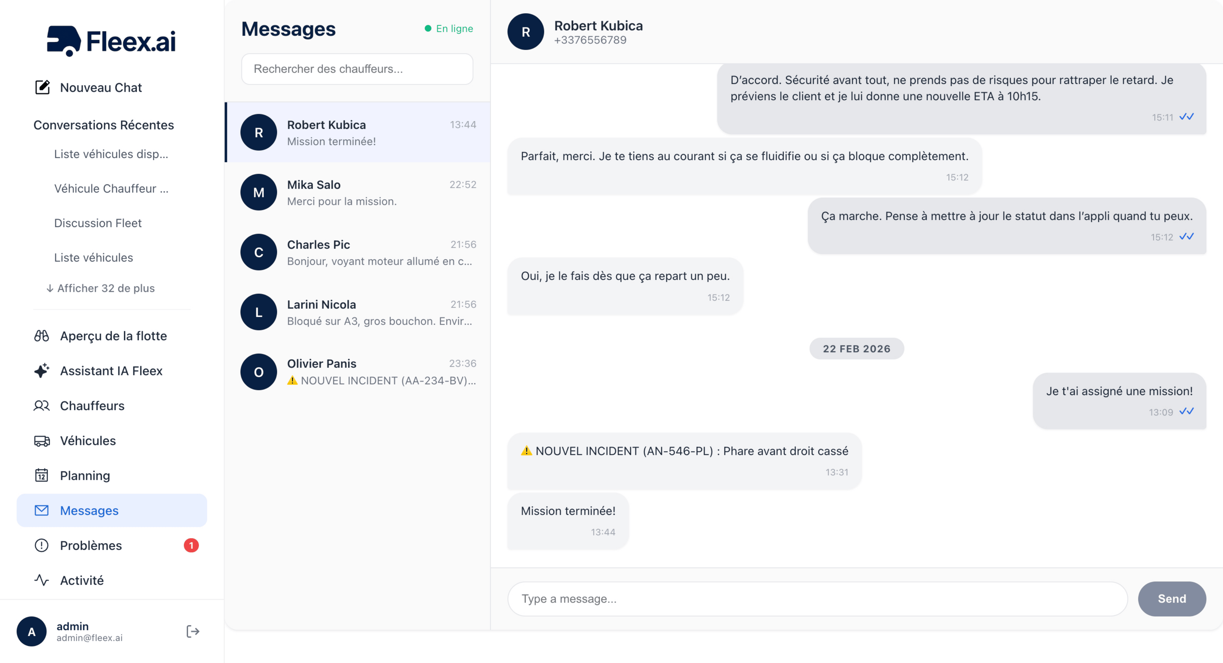 Messagerie intégrée